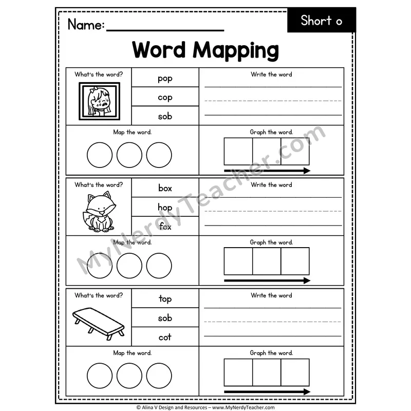 Short o CVC Words Word Mapping — 01