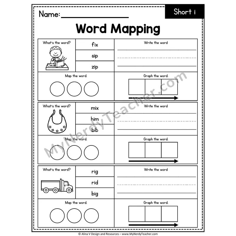 Short i CVC Words Word Mapping — 06