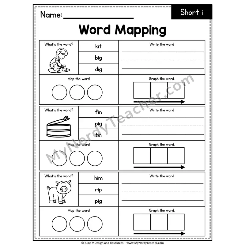 Short i CVC Words Word Mapping — 01