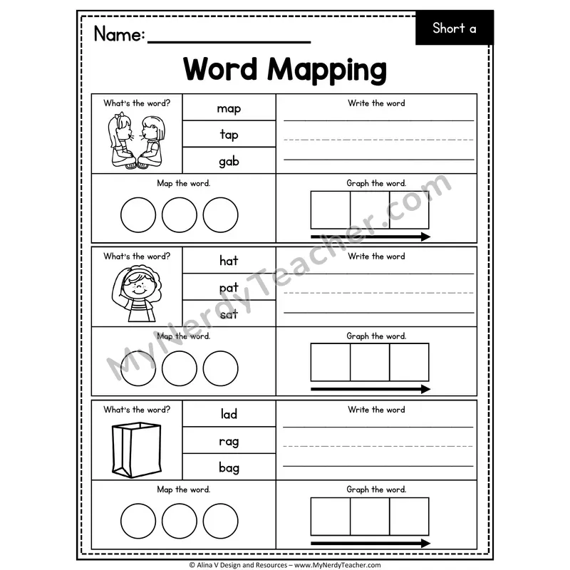 Short a CVC Words Word Mapping — 07