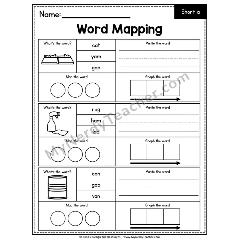 Short a CVC Words Word Mapping — 08