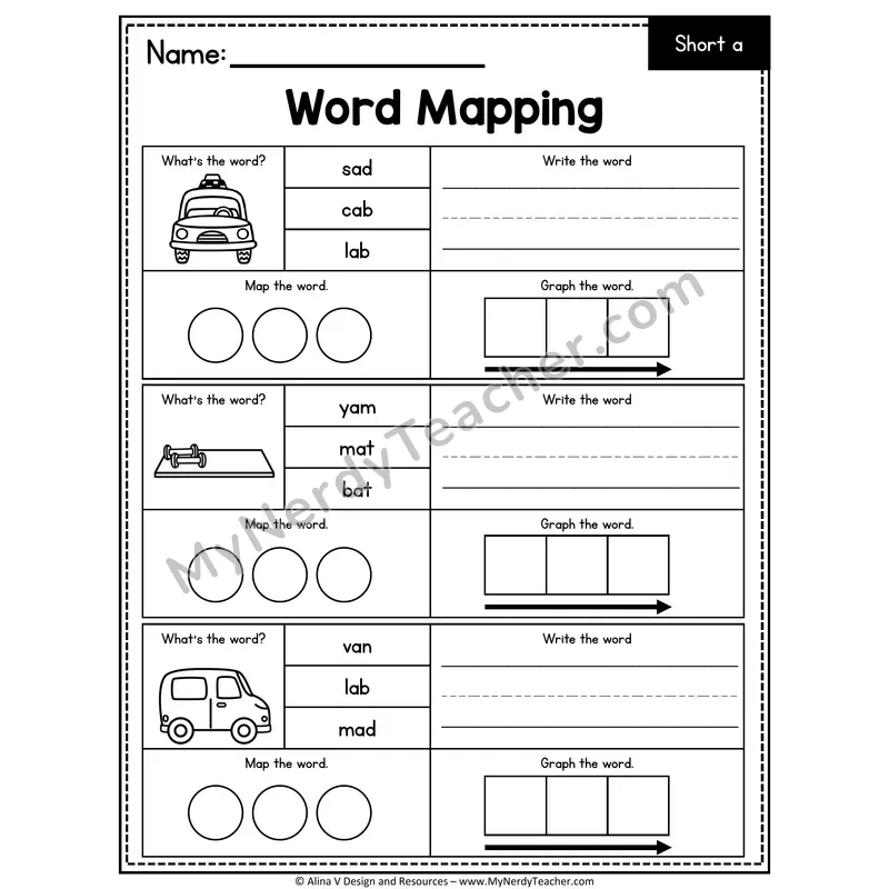 Short a CVC Words Word Mapping — 03