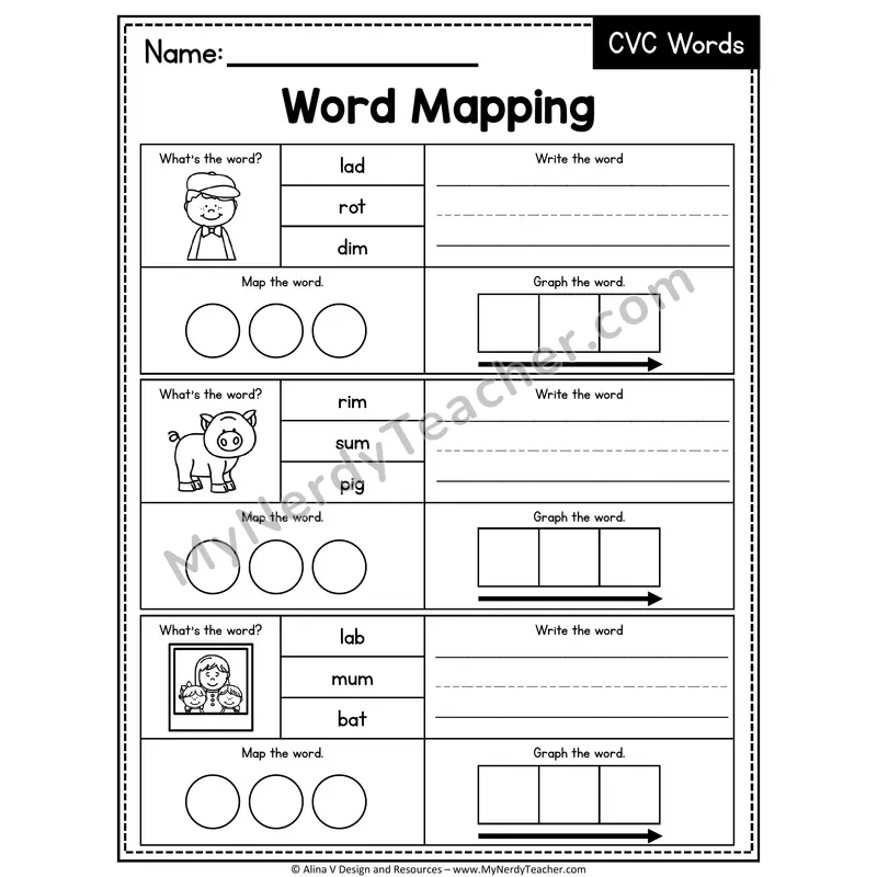 Mixed Short Vowel CVC Words Word Mapping — 48