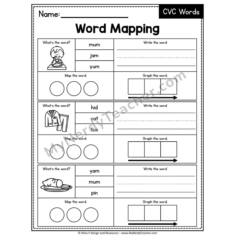 Mixed Short Vowel CVC Words Word Mapping — 41