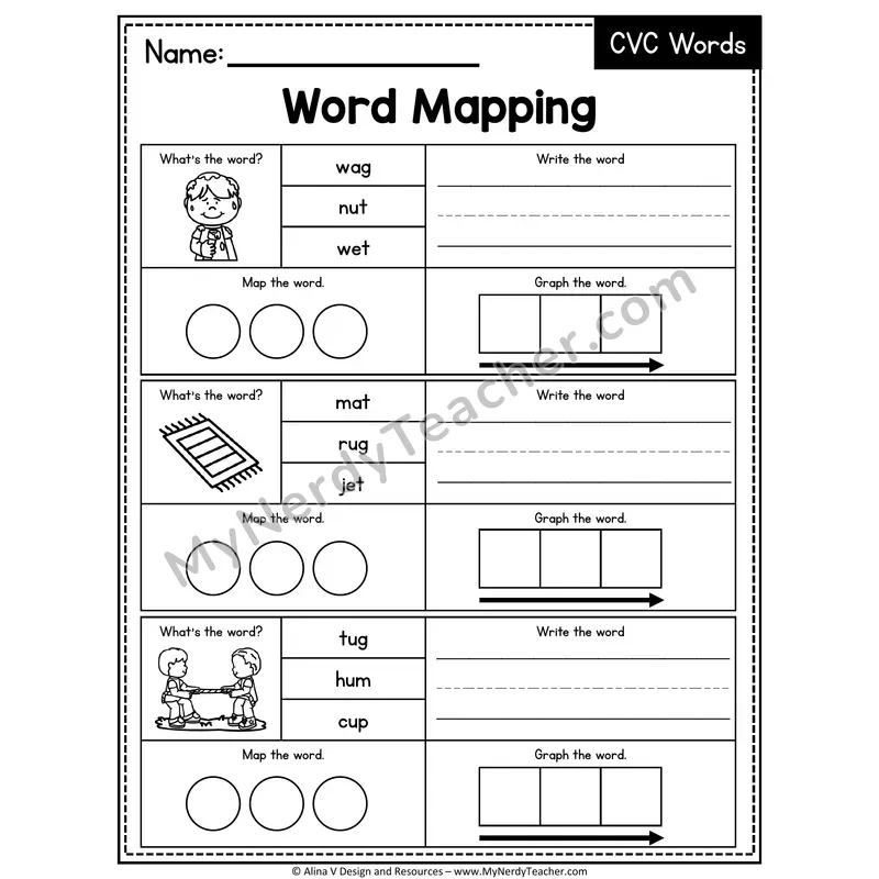Mixed Short Vowel CVC Words Word Mapping — 32