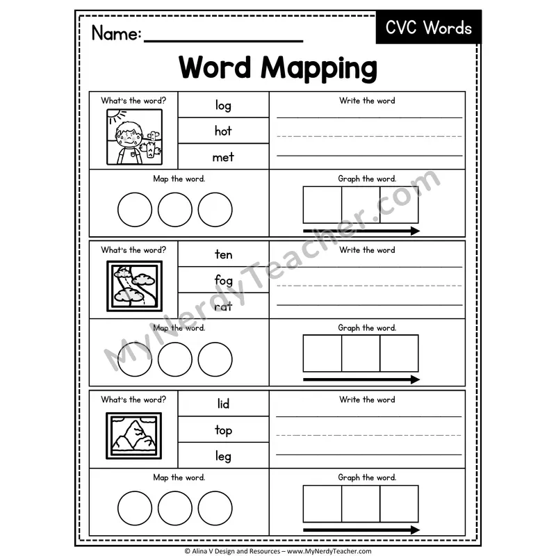 Mixed Short Vowel CVC Words Word Mapping — 27