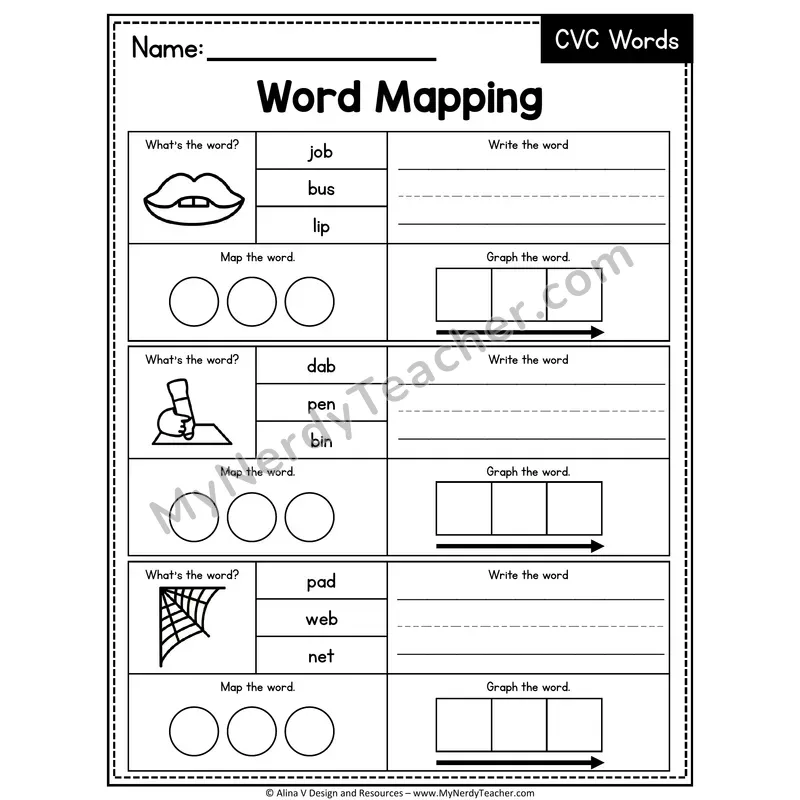 Mixed Short Vowel CVC Words Word Mapping — 26
