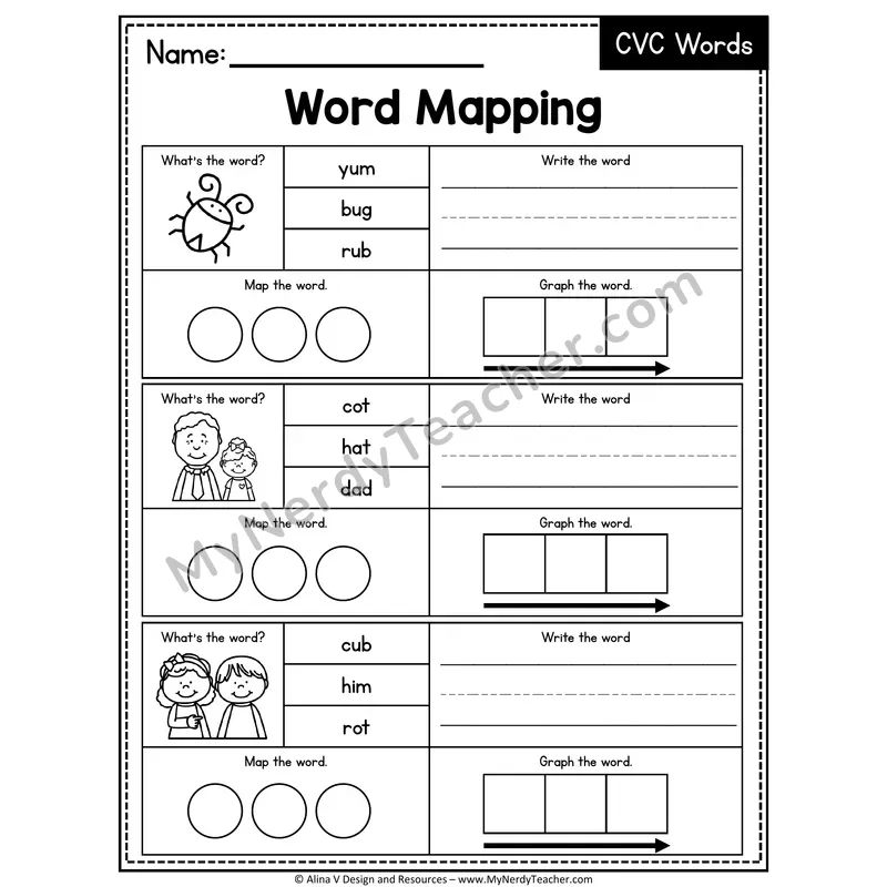 Mixed Short Vowel CVC Words Word Mapping — 16