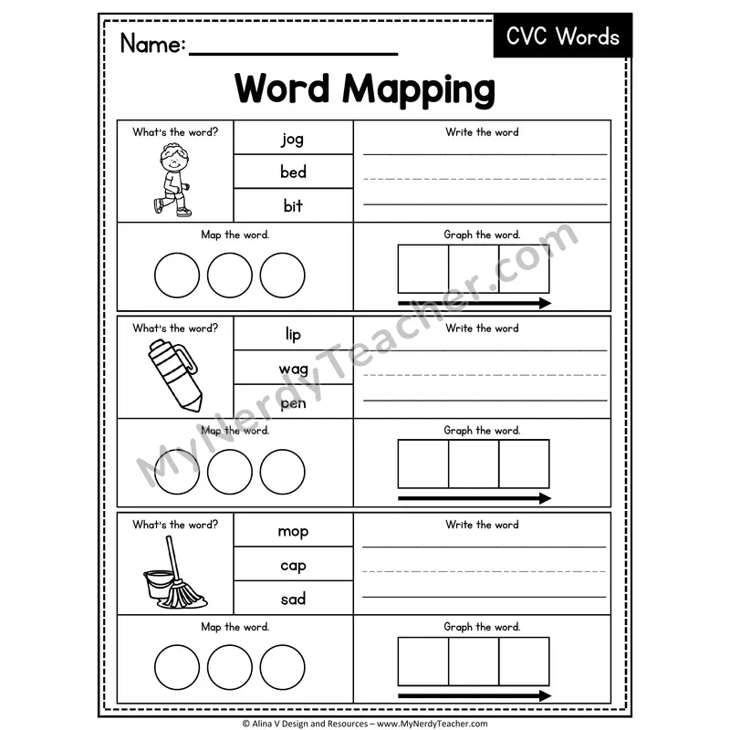 Mixed Short Vowel CVC Words Word Mapping — 04