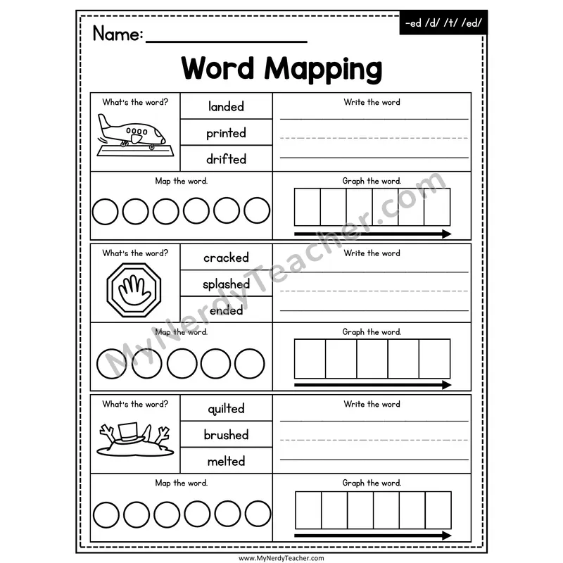 Suffix -ed (Inflectional) Word Mapping Worksheet