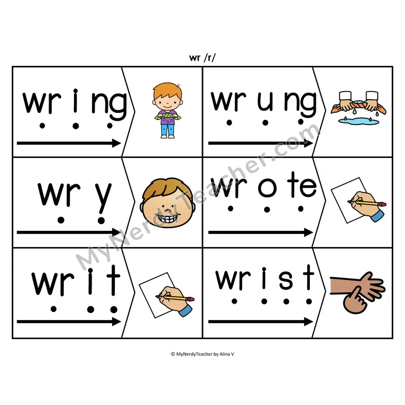 Silent wr Blending & Segmenting Cards (Color)
