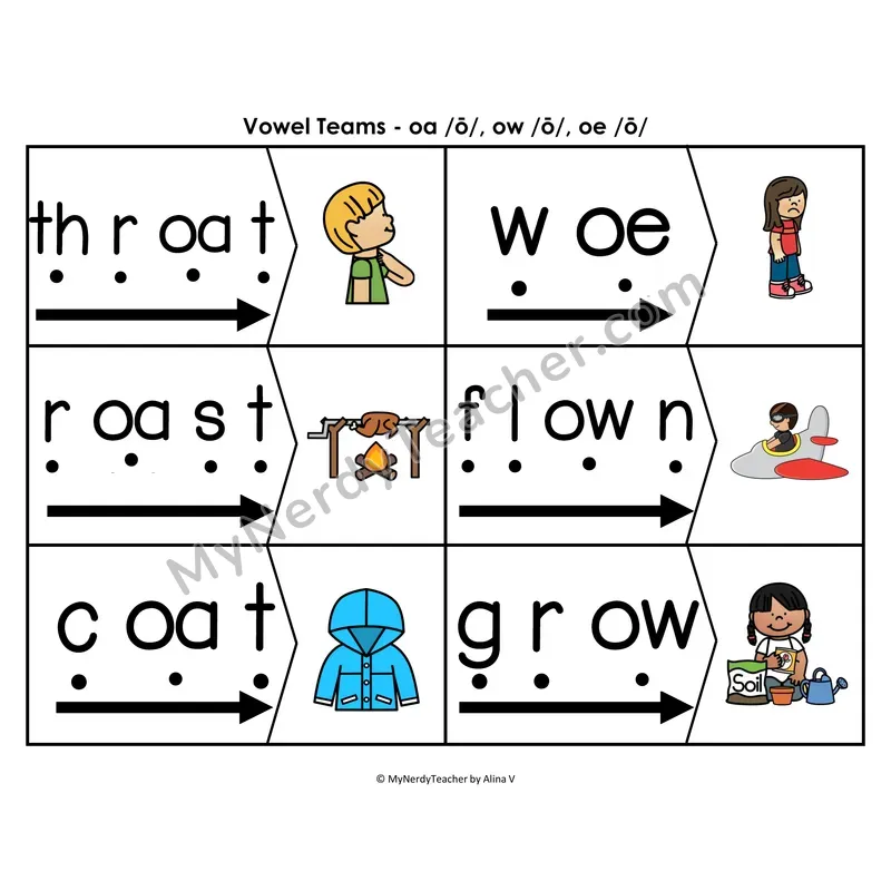 ee, ea, ey Blending & Segmenting Cards (Color)