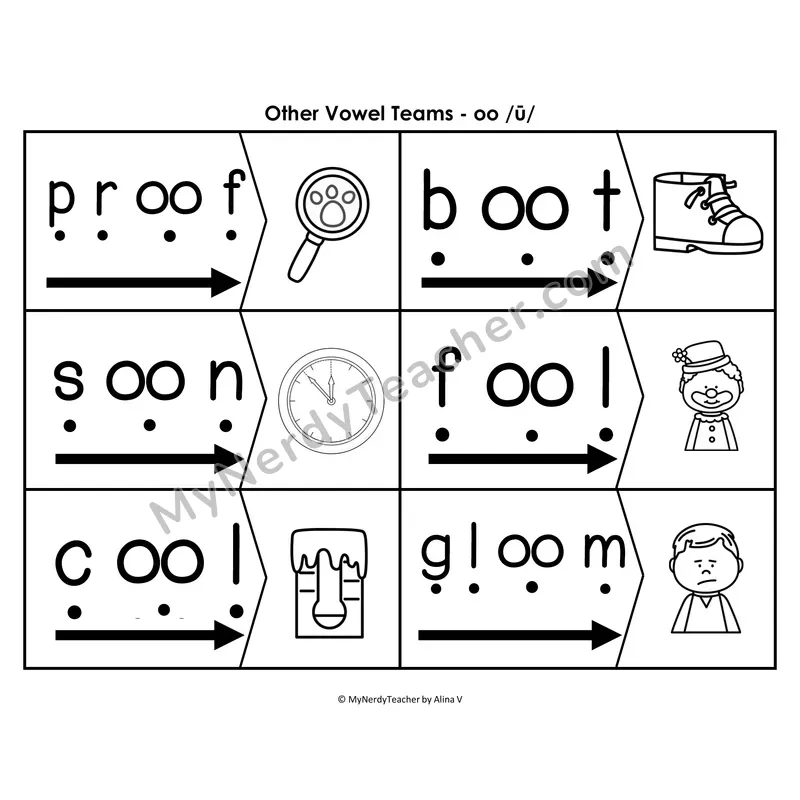 oo (short) Blending & Segmenting Cards (B&W)