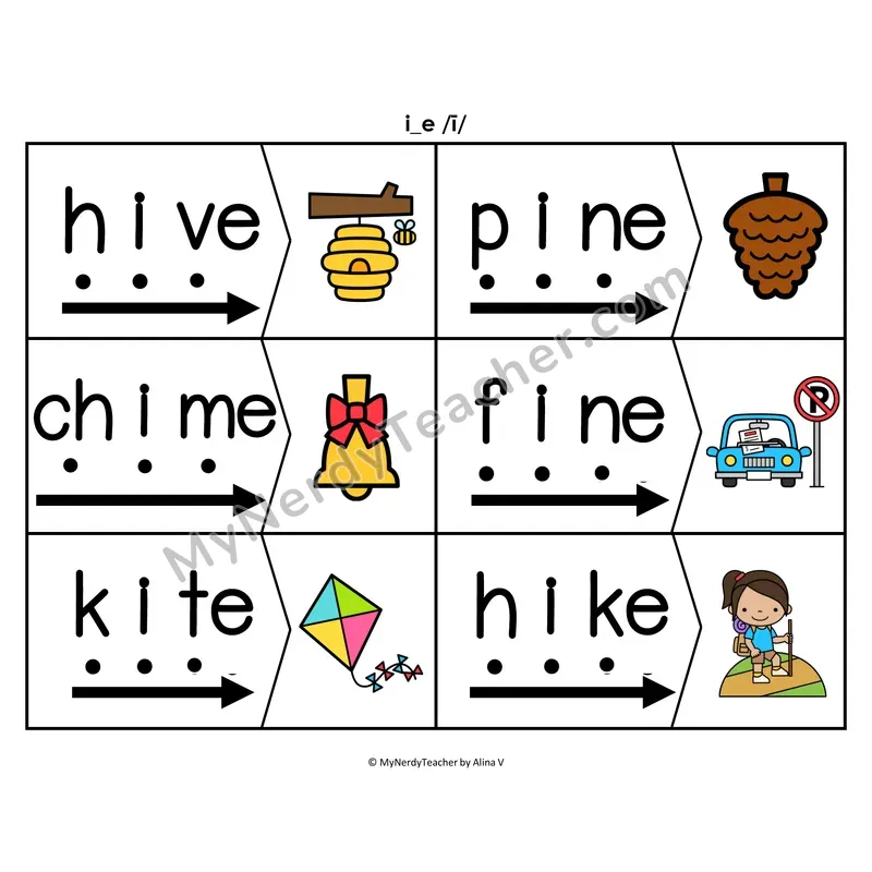 a_e Silent E Blending & Segmenting Cards (Color)