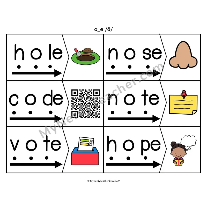i_e Silent E Blending & Segmenting Cards (Color)