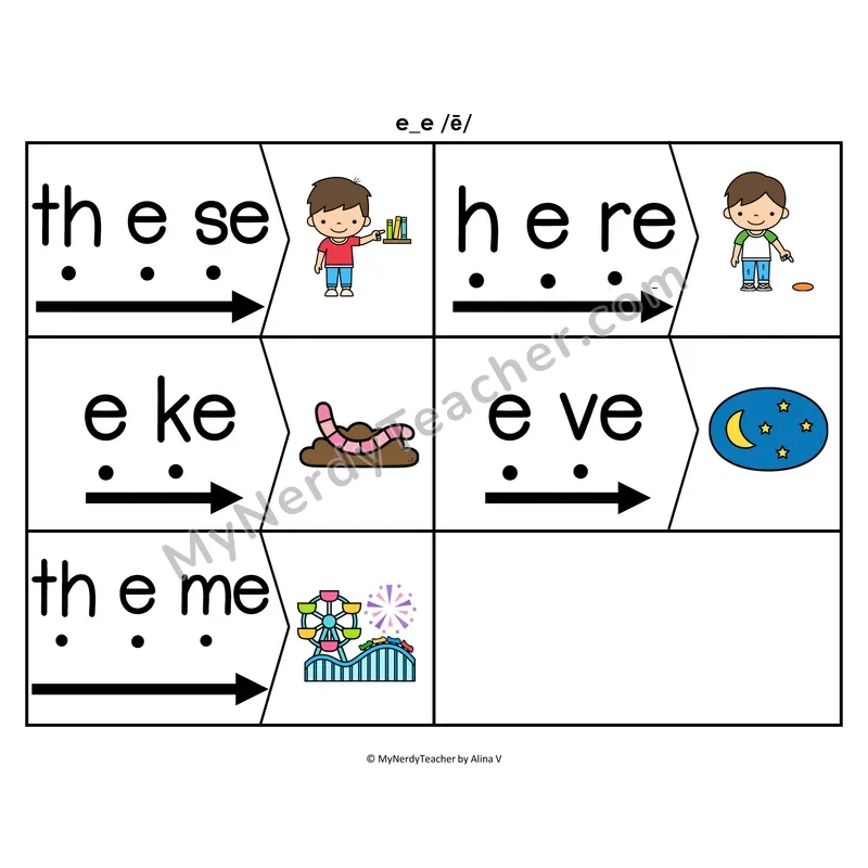 o_e Silent E Blending & Segmenting Cards (Color)