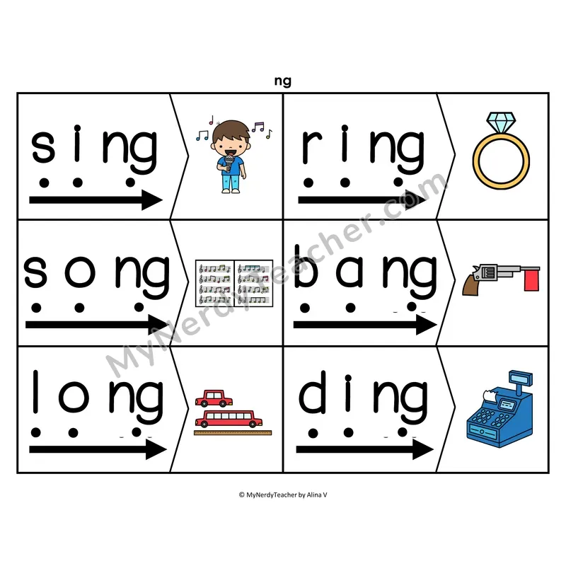 ng Digraph Blending & Segmenting Cards (Color)