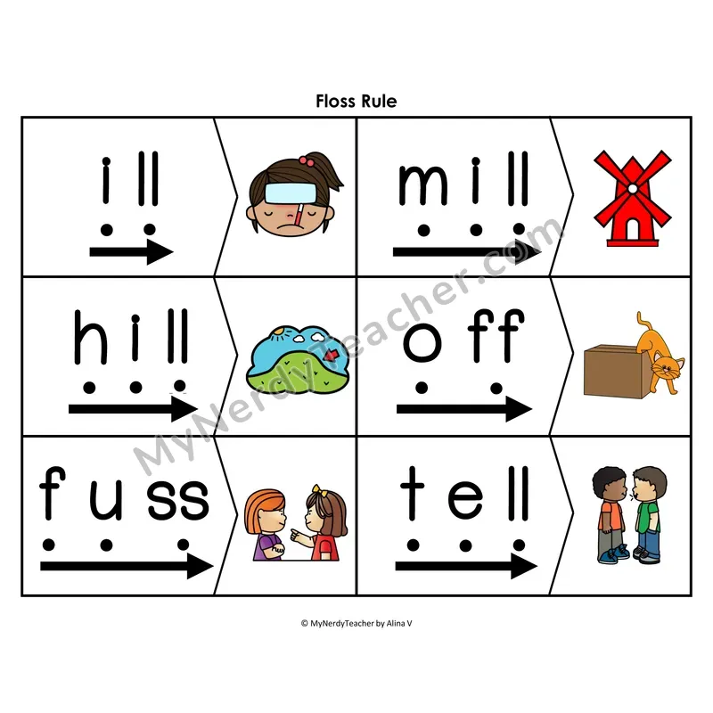 Floss Rule Blending & Segmenting Cards (Color)