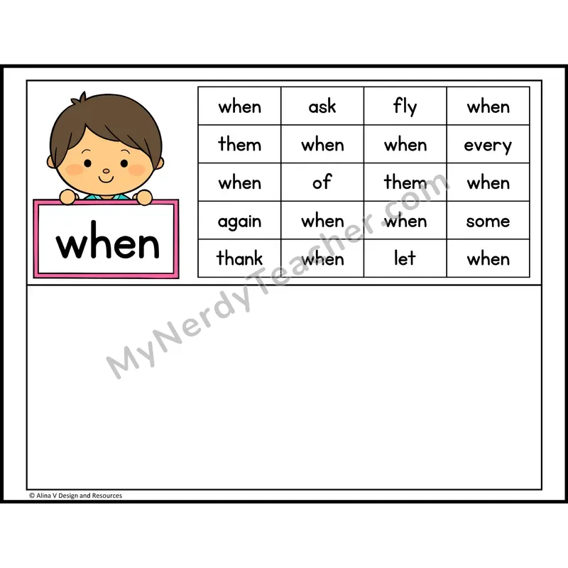 Read and Find Sight Words — 1st Grade - when
