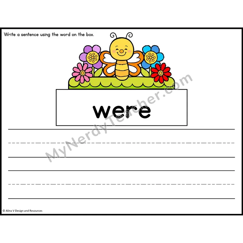 Sight Word Sentence Writing — Spring Theme — 1st Grade - were