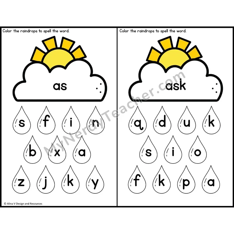 Sight Word Letter Identification — Weather Theme — 1st Grade - as, ask