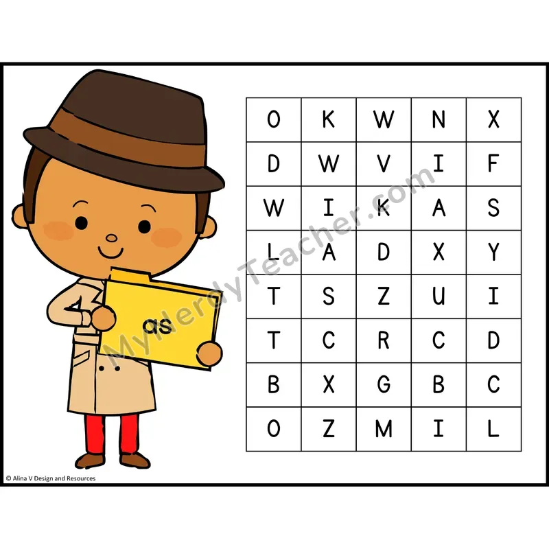 Sight Word Search — Detective Theme — 1st Grade - as
