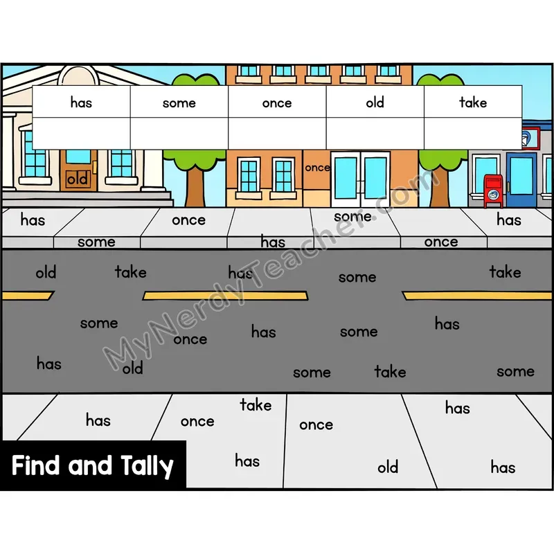 Find and Tally Sight Words — 1st Grade - has, some, once, old, take