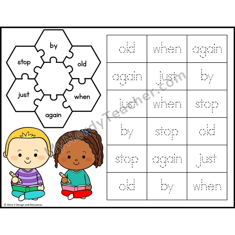 Spin and Trace Sight Words — 1st Grade - by, old, when, again, just, stop