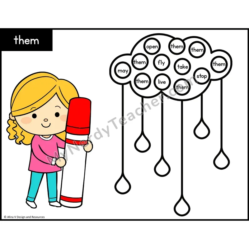 Sight Word Bingo Dab — 1st Grade - them