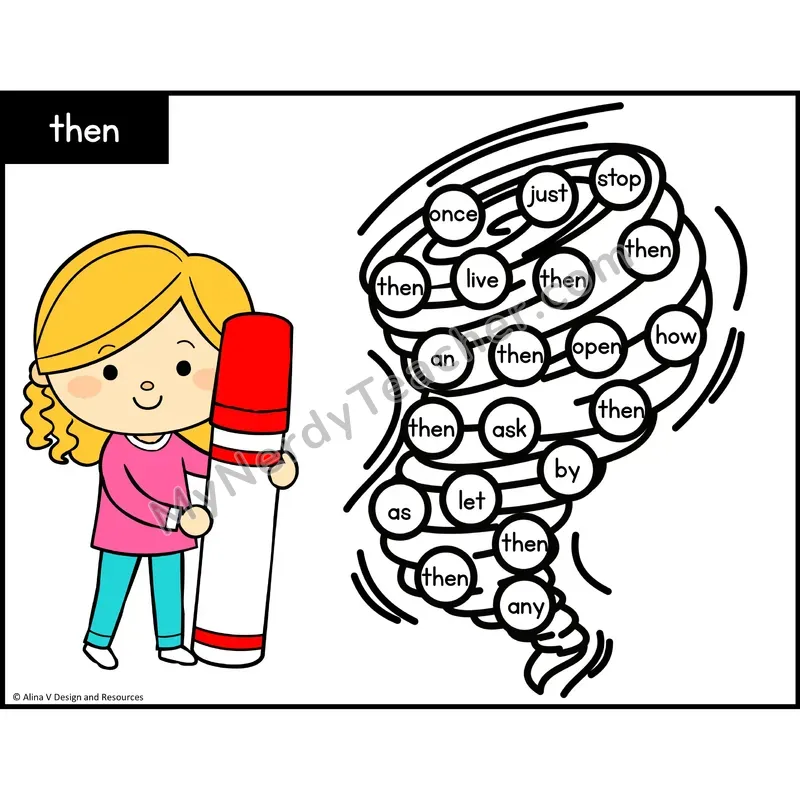 Sight Word Bingo Dab — 1st Grade - then