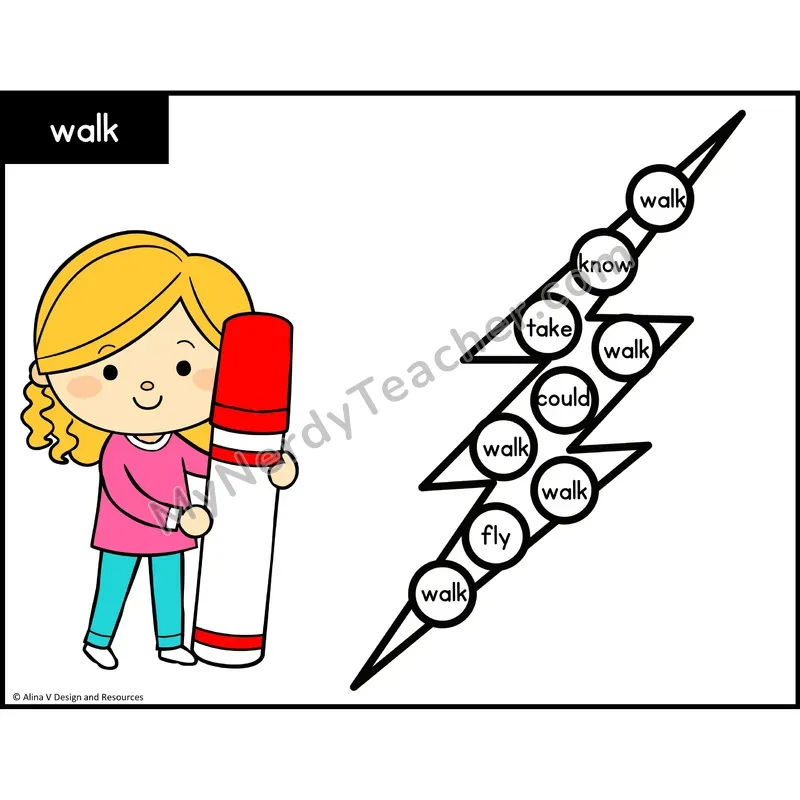 Sight Word Bingo Dab — 1st Grade - walk