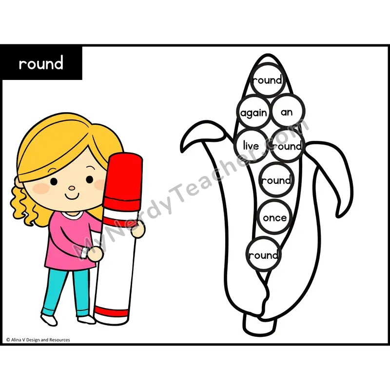 Sight Word Bingo Dab — 1st Grade - round