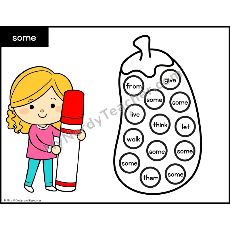 Sight Word Bingo Dab — 1st Grade - some
