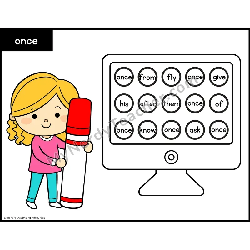 Sight Word Bingo Dab — 1st Grade - once