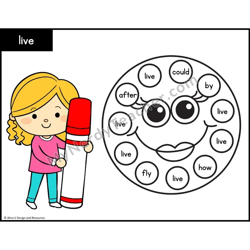 Sight Word Bingo Dab — 1st Grade - live