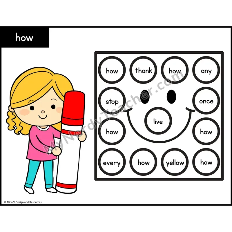 Sight Word Bingo Dab — 1st Grade - how