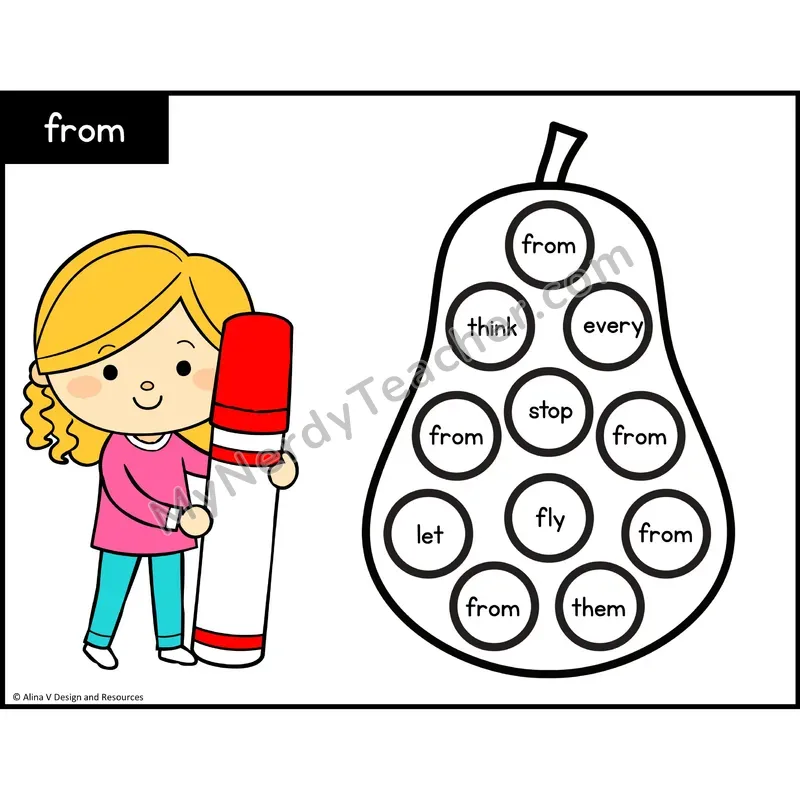 Sight Word Bingo Dab — 1st Grade - from