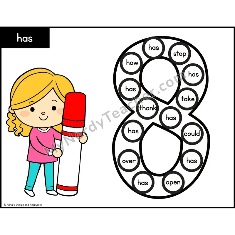 Sight Word Bingo Dab — 1st Grade - has