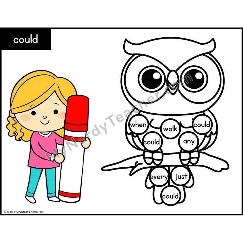 Sight Word Bingo Dab — 1st Grade - could