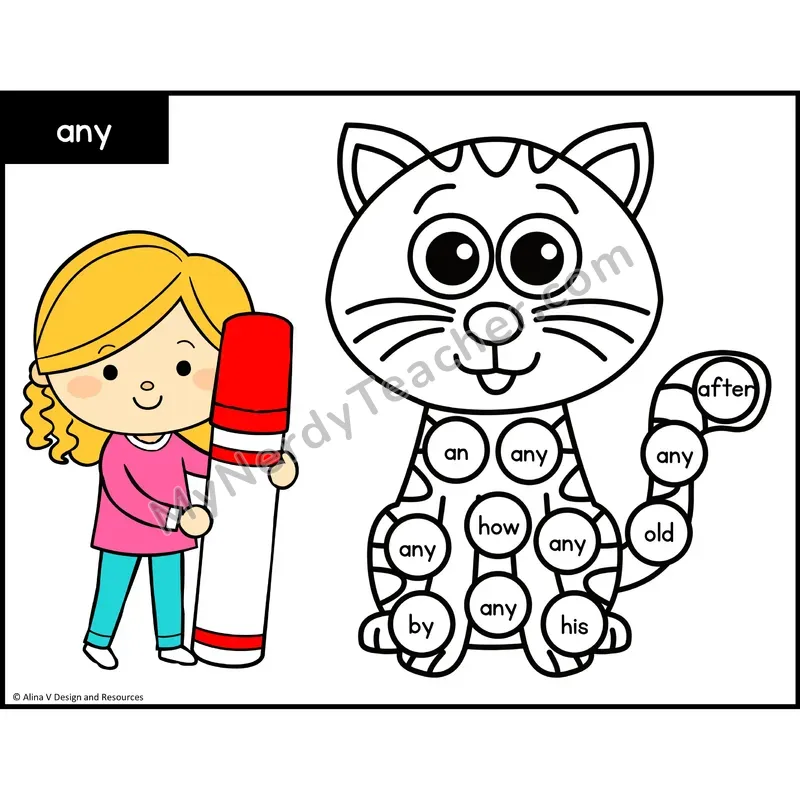 Sight Word Bingo Dab — 1st Grade - any