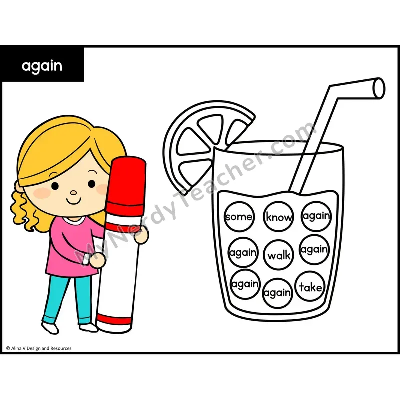 Sight Word Bingo Dab — 1st Grade - again