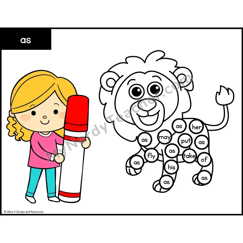 Sight Word Bingo Dab — 1st Grade - as