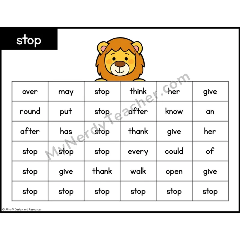 Sight Word Maze — 1st Grade - stop