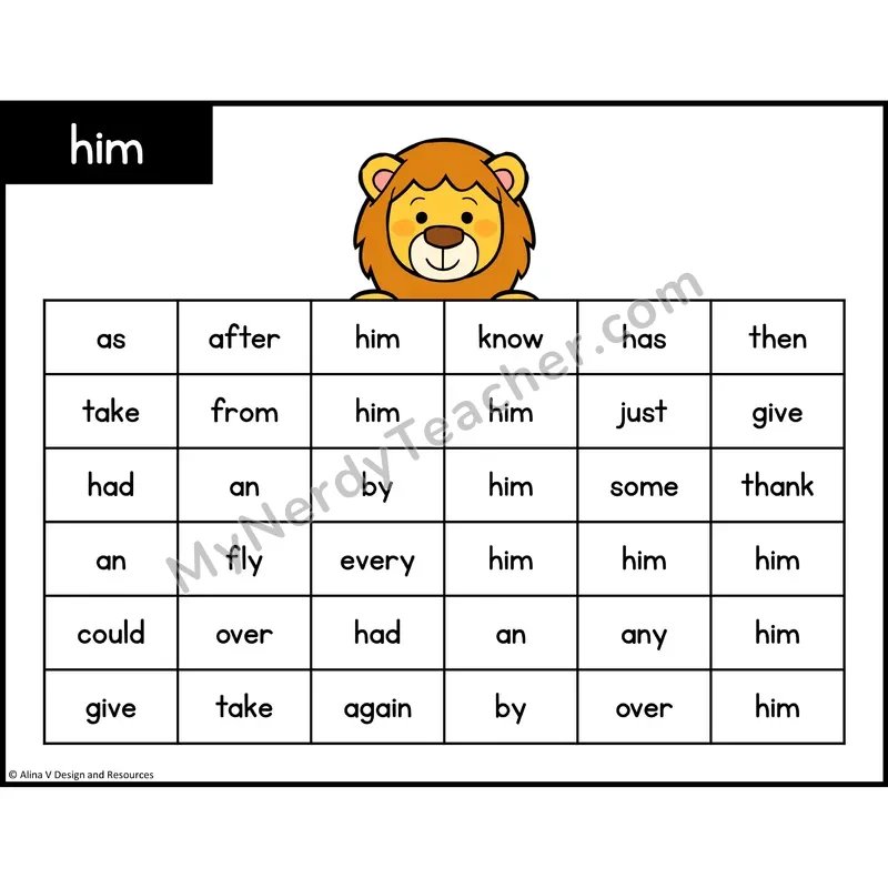 Sight Word Maze — 1st Grade - him