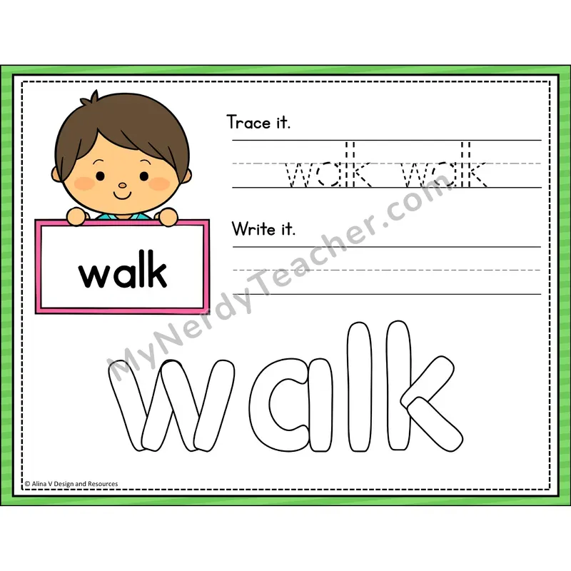 Sight Word Playdough Mats — 1st Grade - walk