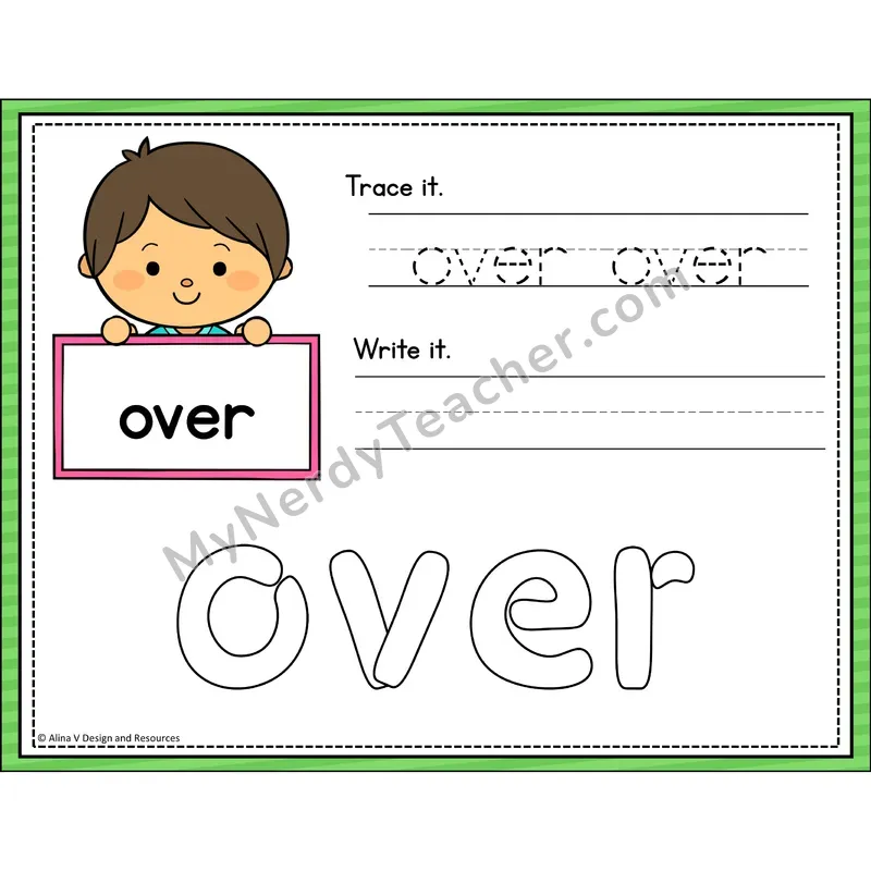 Sight Word Playdough Mats — 1st Grade - over