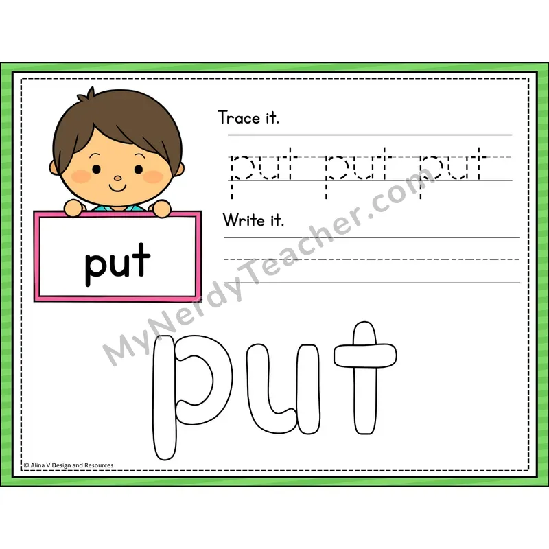 Sight Word Playdough Mats — 1st Grade - put