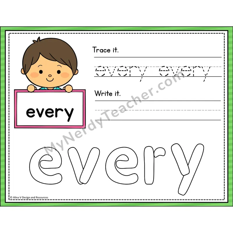 Sight Word Playdough Mats — 1st Grade - every