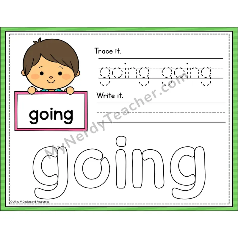 Sight Word Playdough Mats — 1st Grade - going
