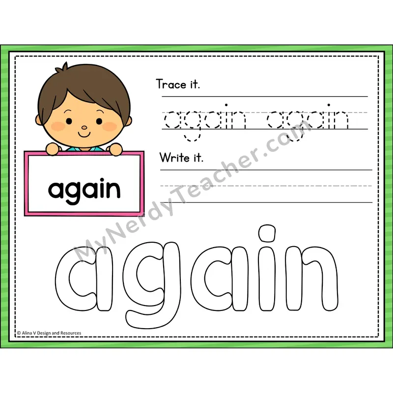 Sight Word Playdough Mats — 1st Grade - again